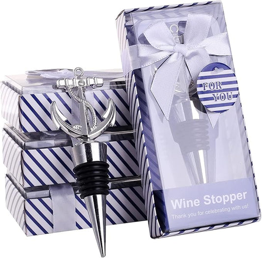 24PCS Wedding Favors Wine Bottle Stopper Silver Wine Nautical Stopper Favors Bridal Shower Party Favors Gifts for Guest Baby Shower Christmas Party Supplies(24,Anchor Stopper)