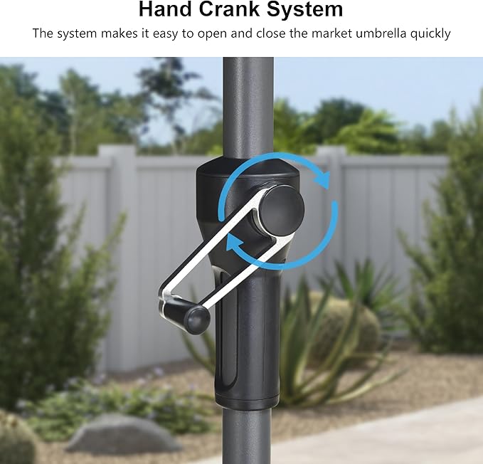 PURPLE LEAF 6.5' x 6.5' Square Patio Umbrella Outdoor Table Umbrella Aluminum Frame Market Umbrella Sun Umbrella with 8 Sturdy Ribs Tilt for Garden Deck Lawn Pool Light White