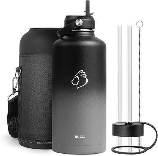 Insulated Water Bottle with Straw Lid, Modern Double Vacuum Stainless Steel Water Flask, Simple Half Gallon Water Jug, Metal Thermo Canteen Mug,87oz Sports Bottle