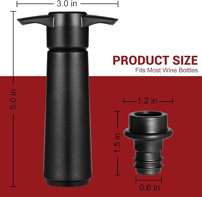 Wine Saver Vacuum Pump with 6 Wine Stoppers, Wine Preserver Keep Wine Fresher for Longer, Reusable Food Grade Silicone Wine Stopper Leak Proof, Wine Corks Fit Almost Any Wine Bottles