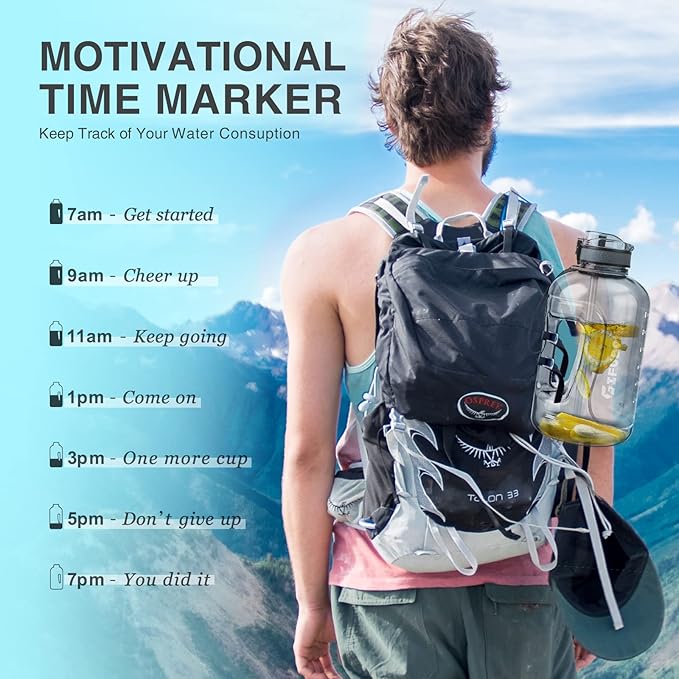 GIFUBOWA 3l Goal Large Water Bottle with Handle BPA Free Leakproof Motivational Big Sports Capacity Drink Jug