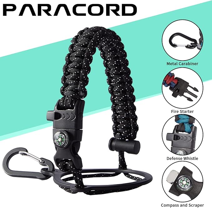 2/3 Gallon Water-Bottle with Straw & Spout Lids - 87oz Insulated Water Bottle Cold-48h Hot-24h, Men Women Stainless Steel Water Jug Travel Mug w/ Strap Carrier Bag, Paracord Handle, Protective Boot