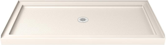 DreamLine SlimLine 34 in. D x 48 in. W x 2 3/4 in. H Center Drain Single Threshold Shower Base in Biscuit, DLT-1134480-22