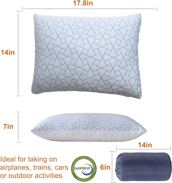 Camping Pillow for Sleeping - Travel Pillows for Sleeping Airplane - Camping Essentials - Travel Essentials for Toddler with Travel Storage Bag