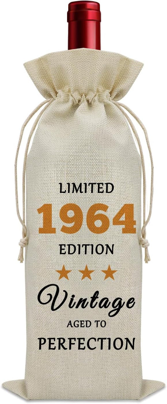 60th Birthday Gifts for Her Wine Bag 60 Year Old Birthday Gifts for Men Born in 1964 Gifts for Women Wine Bottle Storage Bag Birthday Gifts for Sister Turning 60 Wine Accessories Gifts for Wine Lovers