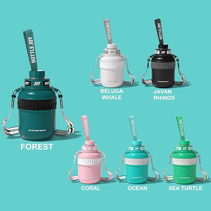 Stainless-Steel Water Bottle: Leakproof Lid, Perfect Sip, Double Insulated, Eco-Friendly, Dishwasher Safe & Stylish Strap (Forest, 32 oz)