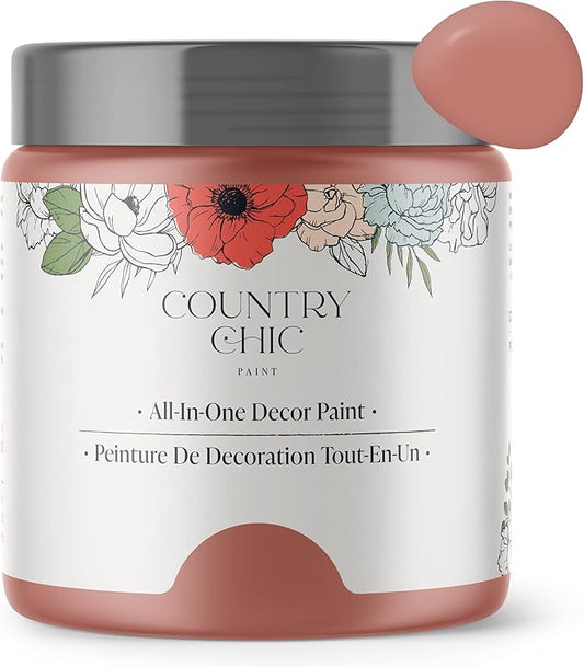 Country Chic All-in-One Chalk Paint for Furniture, Cabinets, Home Decor, Eco-Friendly, Matte Finish, Built-In Primer & Top Coat for Wood, Metal - Peachy Keen (Coral Pink) - 4 oz (118 ml)