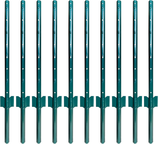 ARIFARO Sturdy Duty Metal Fence Posts 3 Feet,Pack of 10, 3-4-5-6-7 Feet No Digging Garden U Post for Wire Fencing Steel Fencing Poles for Yard, Outdoor