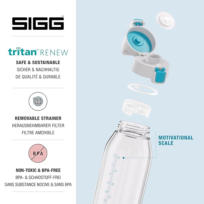 SIGG - Tritan Renew Transparent Water Bottle - Total Clear ONE MyPlanet - For Carbonated Beverages - Dishwasher Safe - With Fruit Strainer - Leakproof & Lightweight - BPA Free - 17 Oz / 25 Oz / 51 Oz