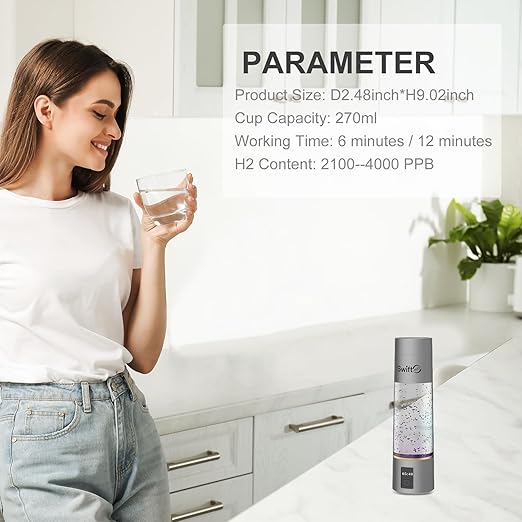 Hydrogen Water Bottle Generator 2024, PEM/SPE Electrolysis Hydrogen Water Technology, 4000+ PPB, LED Display, Hydrogen Water Ionizer Machine, Hydro Generator, Gifts for Men and Women