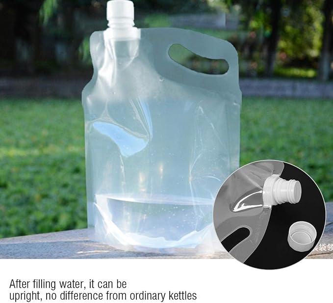 Collapsible Water Container Bag 2L Plastic Storage Jug Water Bag Foldable Water Storage Bag Outdoor Emergency Water Jug Water Carrier Tank for Camping Hiking Backpack Water Storage