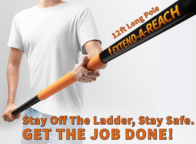 4-12 ft Long Telescopic Extension Pole // Multi-purpose Extendable Pole with Universal Twist-on Metal Tip // Lightweight and Sturdy // Best Telescoping Pole for Painting, Dusting and Window Cleaning