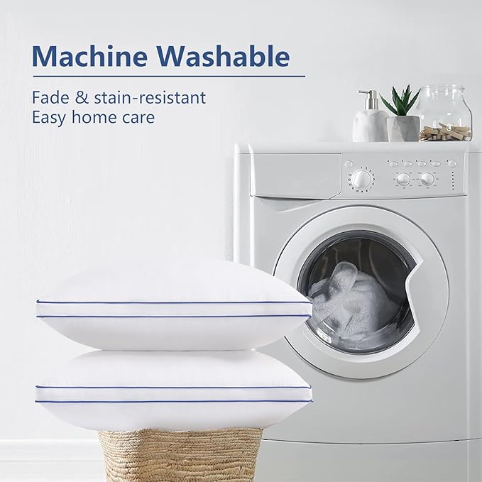 HARNY Bed Pillows for Sleeping, Queen Size Set of 2, Luxury Soft Hotel Quality and Supportive Down Alternative Microfiber Filled for Back, Stomach or Side Sleepers, Breathable & Skin-Friendly