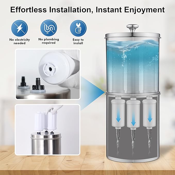 LCF Fluoride Filters, Compatible with LCF Gravity-fed Water Filter System and Replacement for Berkey® PF-2 Fluoride Filters, Berkey Gravity Filtration System and Waterdrop King Tank Series (Pack of 3)