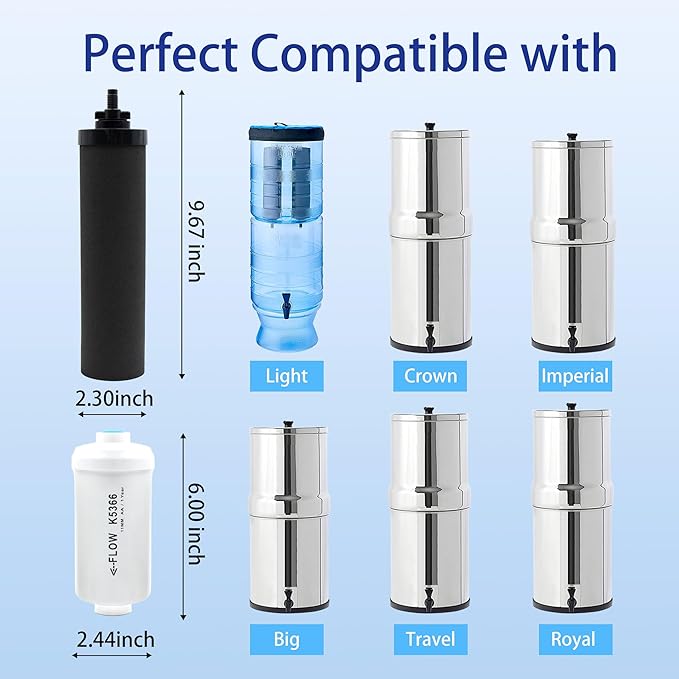 Gravity Water Filter Replacement for Berkey® BB9-2® Black Filters & PF-2® Fluoride Filters, Compatible with Berkey® Gravity Water Filter System, Combo Pack