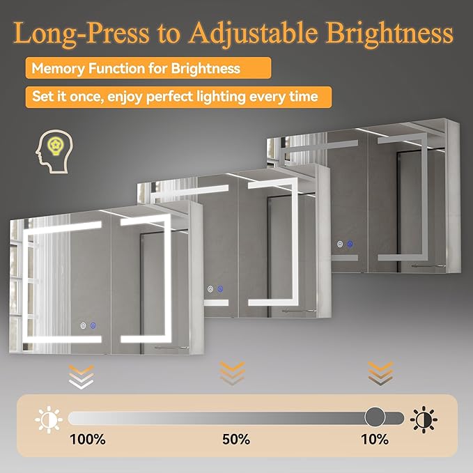20x30In Medicine Cabinet with Lights, Recessed or Wall Mount LED Medicine Cabinet Mirror for Bathroom, with Defog, 3 Color Temperature & Stepless Dimming, Double Sockets & USBs(Right Door)