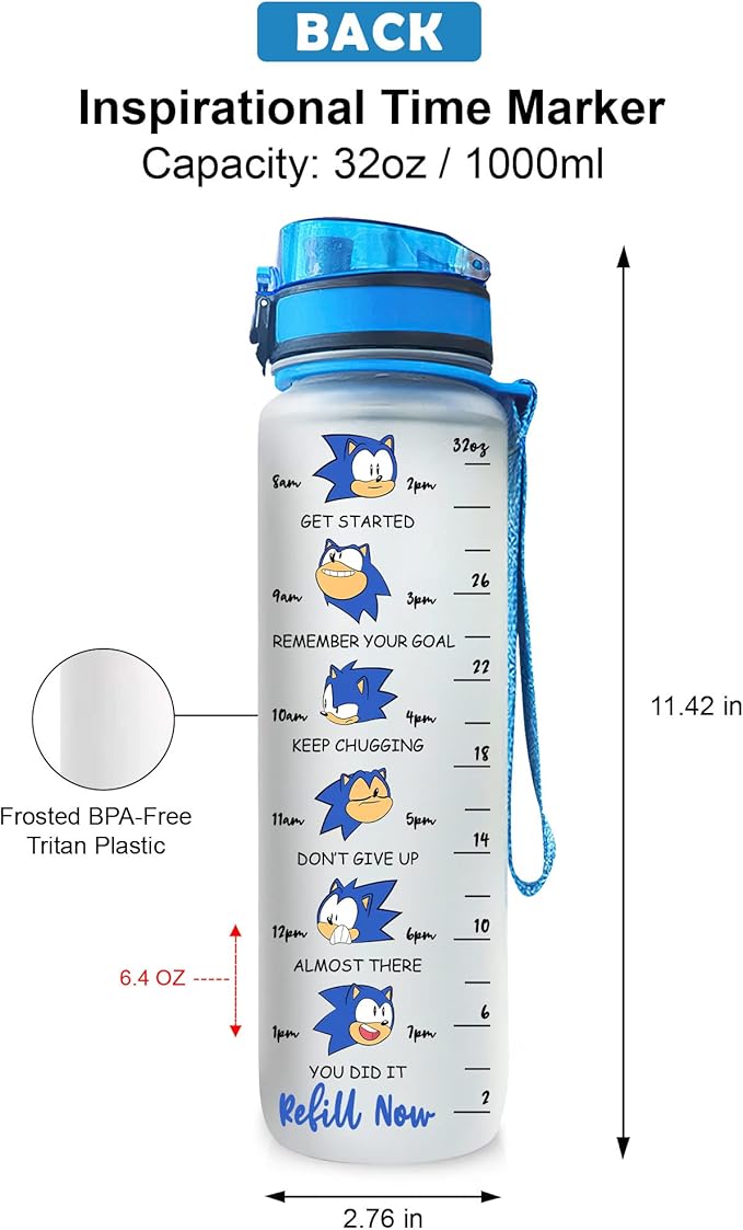 Funny Character Water Bottle with Time Marker, 32oz Motivational Water Bottle for Fitness Gym Outdoor