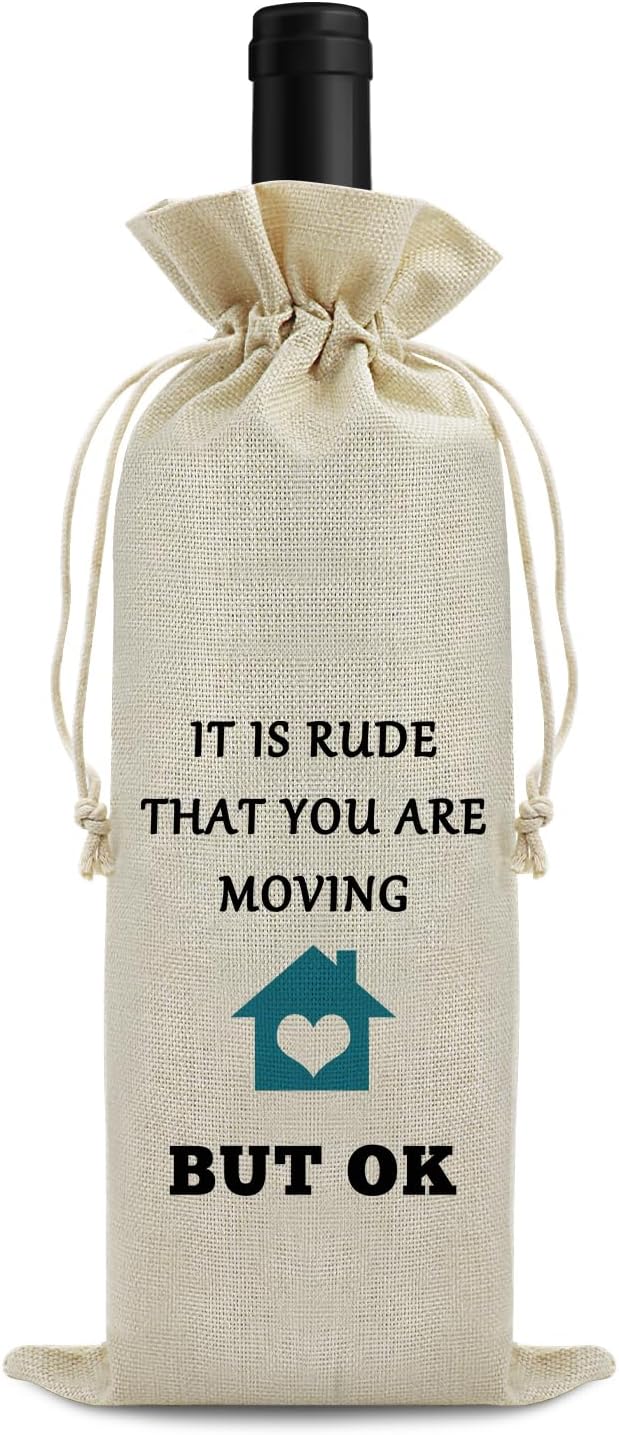 Funny Housewarming Gifts for Women Wine Bag Moving Away Gift for Neighbors Best Friend Family Colleague for Happy House warming Party Decorations Gift for Mother’s Day Christmas Birthday Wine Gift Bag