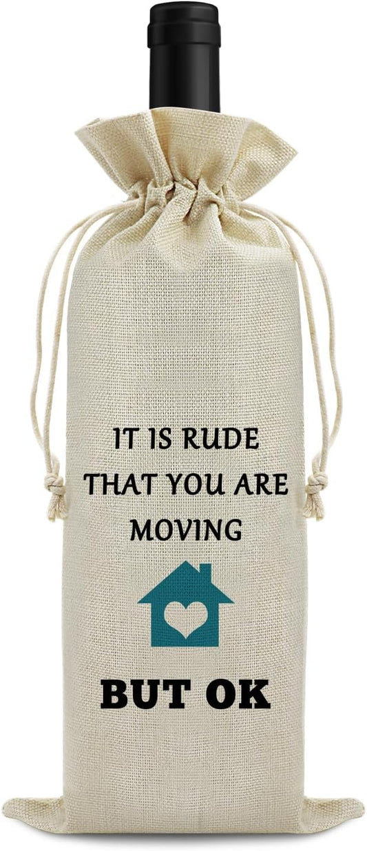 Funny Housewarming Gifts for Women Wine Bag Moving Away Gift for Neighbors Best Friend Family Colleague for Happy House warming Party Decorations Gift for Mother’s Day Christmas Birthday Wine Gift Bag