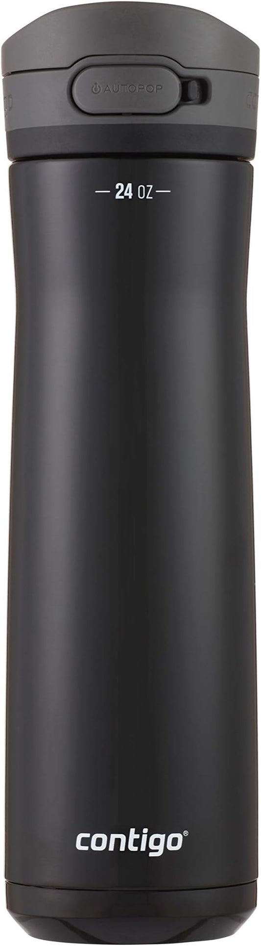 Contigo Jackson Chill 2.0 Stainless Steel Water Bottle with AUTOPOP Lid, 24oz, Licorice