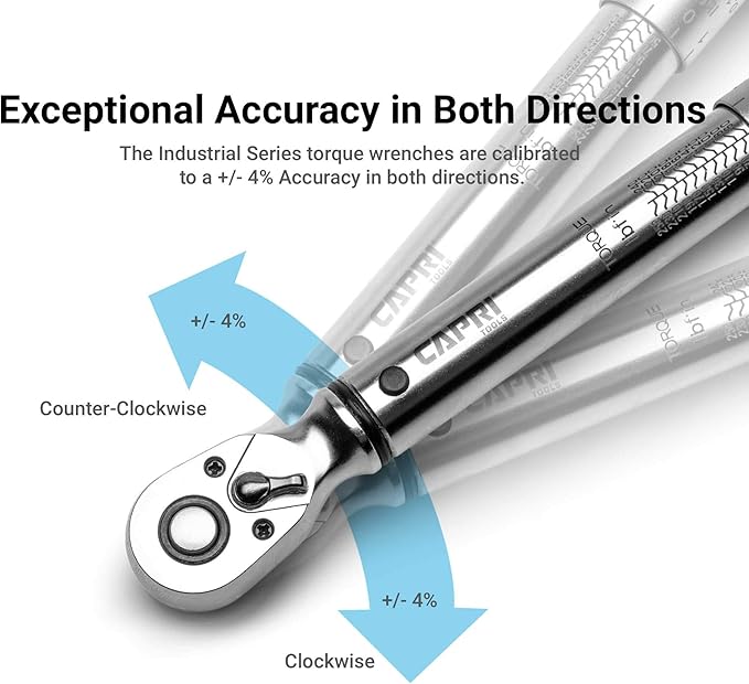 Capri Tools 50-250 Inch Pound Industrial Torque Wrench, 1/4" Drive