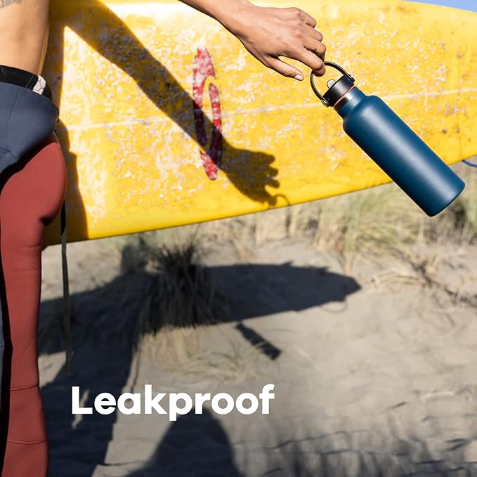 Hydro Flask 24 Oz Stainless Steel Standard Mouth Water Bottle with Flex Straw Cap and Double-Wall Vacuum Insulation