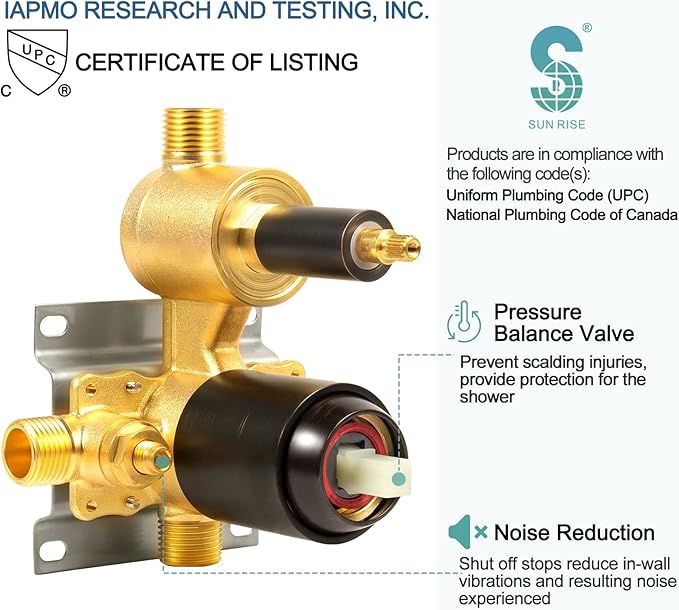 SR SUN RISE 12 Inch Oil Rubbed Bronze Shower System, Wall-Mount Adjustable 16-Inch Slide Bar with 6-Function Hand Shower Faucet Included Valve and Trim Kit