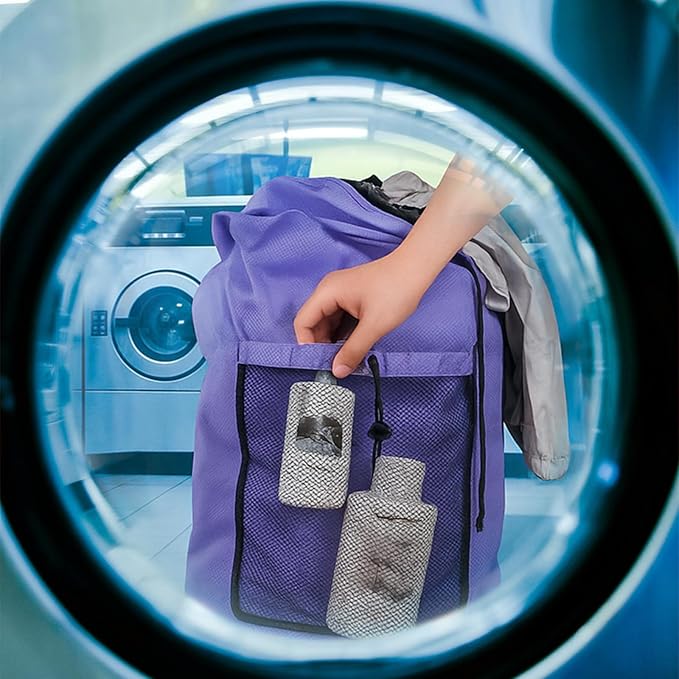 Laundry Bag Backpack Large Travel Laundry Bag with Adjustable Shoulder Straps Portable Laundry Hamper for College, Dorm, Apartment Camp (Purple)
