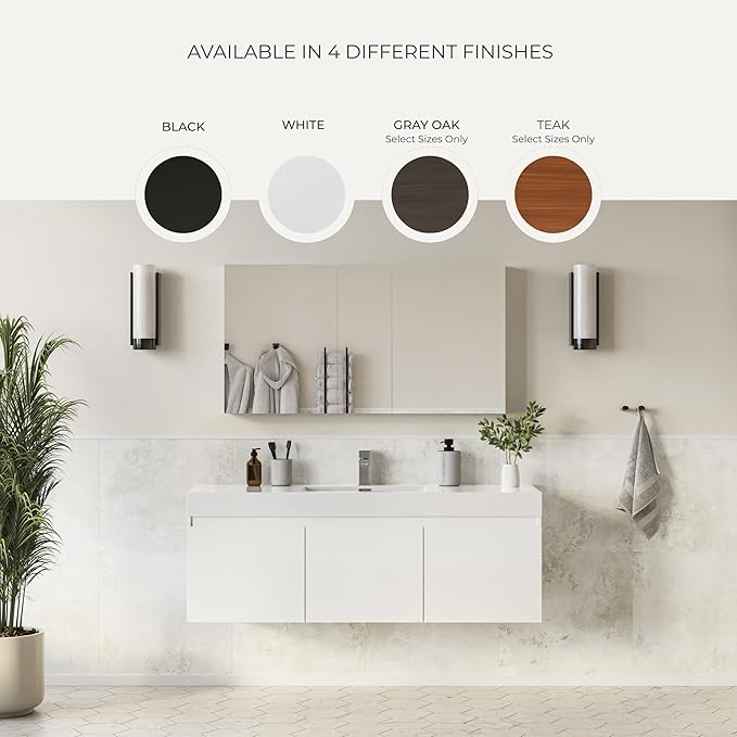 Fresca Mezzo 48 Inch White Wall Mount Modern Double Bathroom Vanity and Medicine Cabinet - Includes Double Integrated Sinks with 4 Soft-Closing Hidden Drawers - Faucets Sold Separately