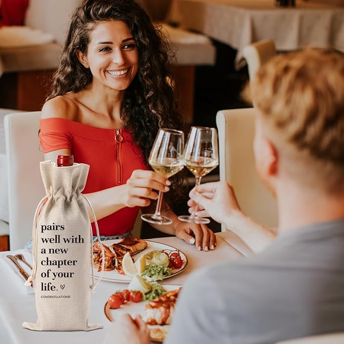 Going Moving Leaving Away Retirement Gifts for Women Friends Coworkers Farewell Gifts Wine Bag Party Decorations New Home Job Beginning Gifts Pairs Well With A New Chapter Wine Bag