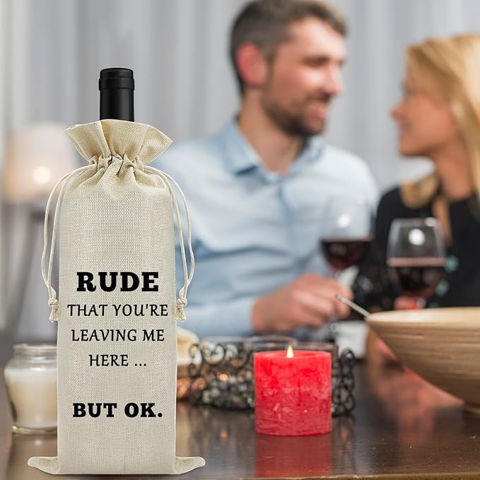 Funny Retirement Gifts for Women Wine Bags Goodbye Farewell Gifts for Retired Coworker Presents for Retired Boss Employees Teachers Colleagues Friends for Birthday Christmas Burlap Drawstring Wine Bag
