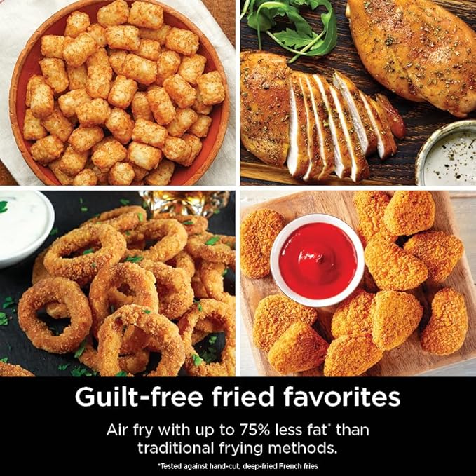 Ninja DoubleStack 2-Basket Air Fryer, DoubleStack Technology Cooks 4 Foods at Once, Space Saving Design, 8 QT, 6-in-1, Smart Finish & Match Cook, Air Fry, Broil, Bake, Easy Meals & Clean, Black, SL201