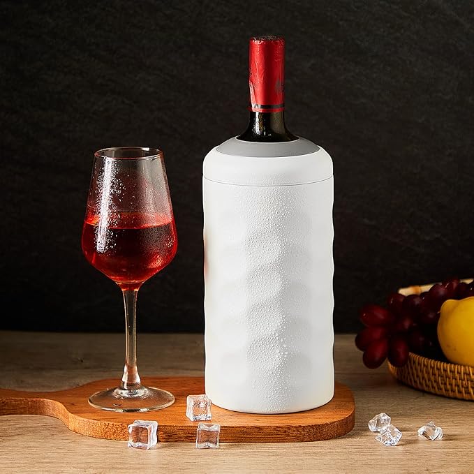 2 Pcs Wine Bottle Chiller Double Walled Portable Champagne Cooler Vacuum Insulated Wine Cooler Bucket Stainless Steel Wine Cooler Sleeve Wine Accessories Gift for Women Men Wine Insulator