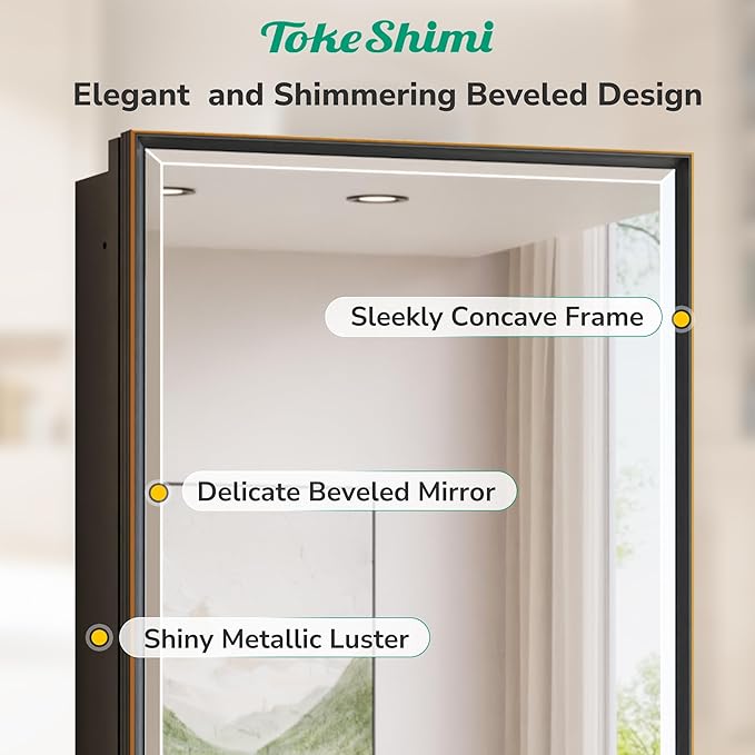 TokeShimi 16 x 24 Beveled Mirrored Medicine Cabinet Recessed, Bathroom Mirror with Storage Adjustable, Aluminum Frame Metal Oil Rubbed Bronze Medicine Cabinet with Mirror