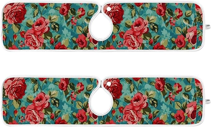 Kitchen Faucet Absorbent Mat, Rose Water Splash Guard for Sink, Faucet Drip Catcher Thicken Sponge Microfiber Faucet Water Catcher Mat Sink Absorbent Mat for Kitchen 23x5in 2Pack