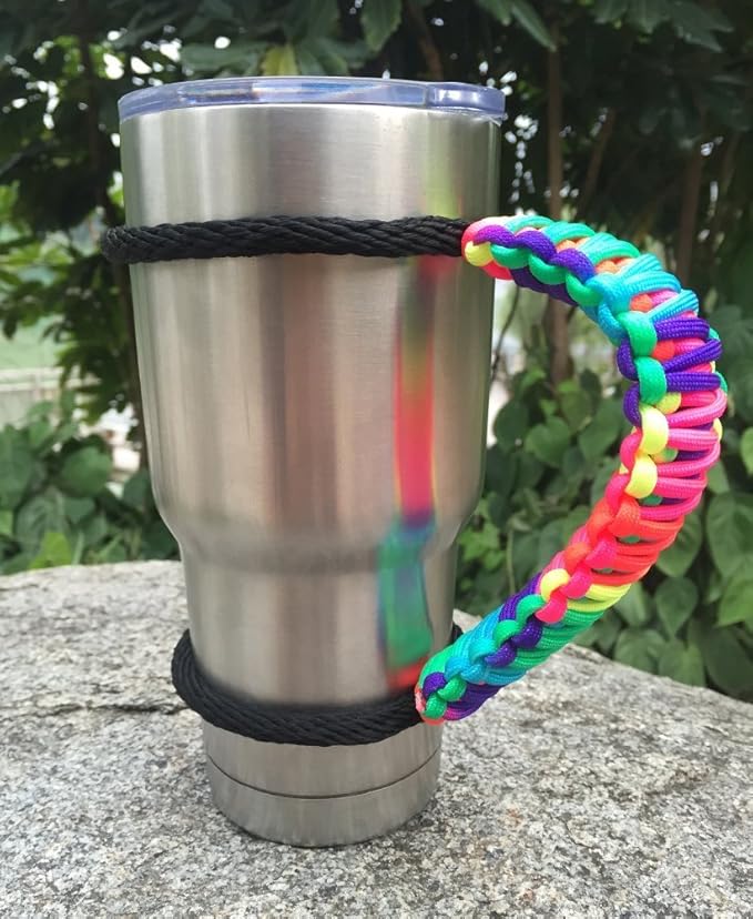 Handmade Paracord Handle for Yeti/Rtic/Ozark Trail Rambler 30 Oz Tumbler. Colorful