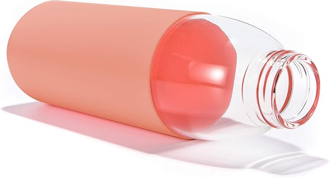 veegoal Glass Water Bottles 18 Oz Borosilicate with Bamboo Lid, BPA-FREE, Non-Slip Silicone Sleeve, and Stainless Steel Leak Proof Lid - Glass Water Bottle for Men and Women