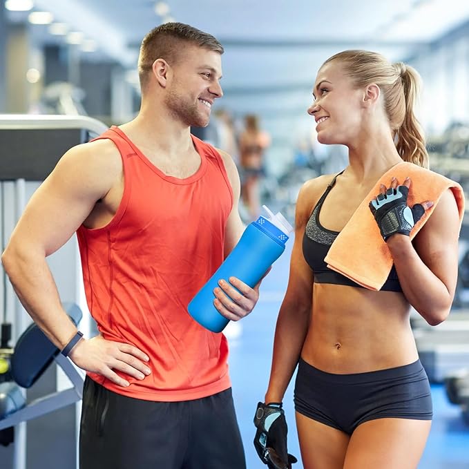 Sleeve Compatible with Cir-kul Water Bottle - 2 Pcs Water Bottle Sleeve Compatible with Cir-kul 22oz & Stainless Steel Bottle - Neoprene Insulated Water Bottle Cover for Retaining Temperature, Blue