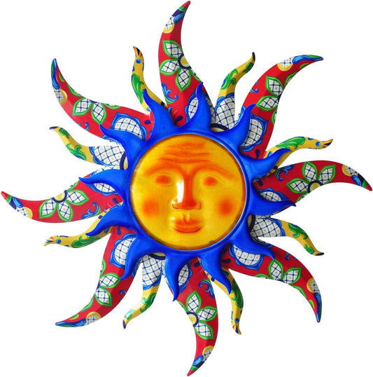 wotieuns Sun Metal Wall Art Outdoor Decor 19Inch Sun Wall Decor Suitable for Living Room Bedroom Porch Patio Fence Garden Decor