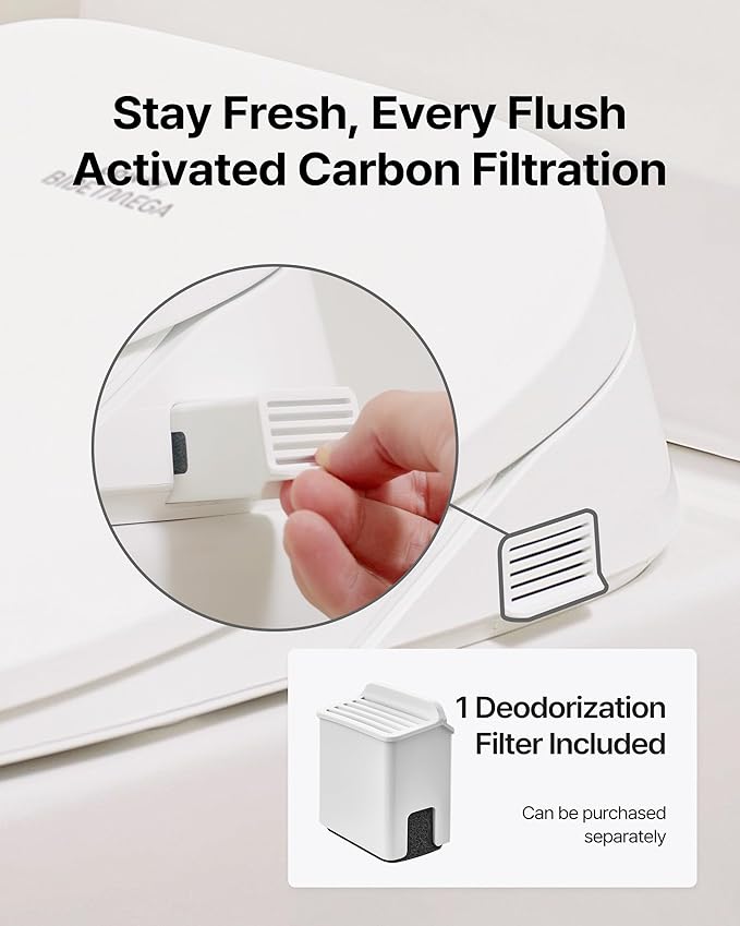 Coway Electronic Bidet Round Toilet Seat with Instantaneous Water Heating, Heated Seat and Dryer, Auto Open and Close Lid, Night Light, Deodorizer, Stainless Nozzle, Remote Control 500S