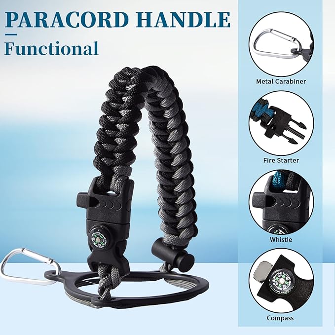 40 oz Water Bottles Insulated - Wide Mouth Stainless Steel Water Bottle with Straw, Spout Lid, Paracord Handle, Carrier Bag, Protective Boot, Metal Water Jug Keep Cold 48H Hot 24H, Hydro Mug Flask