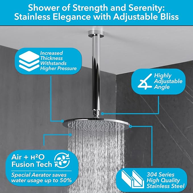VANFOXLE Shower Faucet Set Chrome Shower System,Push Button Diverter Shower Faucet with 2 in 1 Handheld,Ceiling Mount 10 Inch Shower Head with 4 PCS Dual Modes Body Jets(2 Inch)