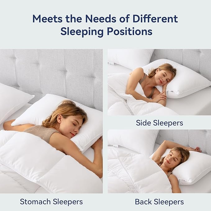 Goose Feather Down Pillows King Size Set of 2 - Luxury Soft Feather Down Pillow for Sleeping - Hotel Quality Bed Pillows - Wrapped in Polyester (Solid White, 20x36 Inches)