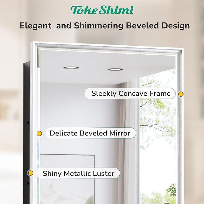 TokeShimi 30x32 Recessed Medicine Cabinet with Mirror Wall Mounted, Metal Beveled Mirror with Storage for Bathroom Vanity, Aluminum Alloy Medicine Cabinet Mirrored Silver