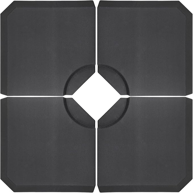 T&Jero 4 Piece Heavy Duty Plastic Base Stand Weight for Patio Outdoor Cantilever Offset Umbrella, 350 lb with Water and Sand Filled, Black