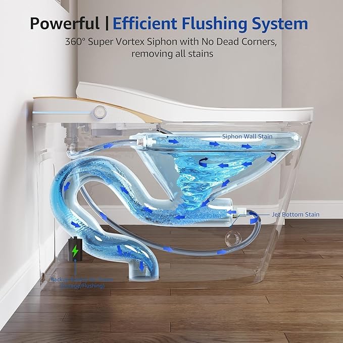 Smart One-Piece Toilet with Built-in Bidet, Elongated Tankless Design, Instant Warm Water, Dual Flush with Auto & Foot Sensor, Heated Seat, ADA Height, Foam Shield, Modern Bathroom Toilet