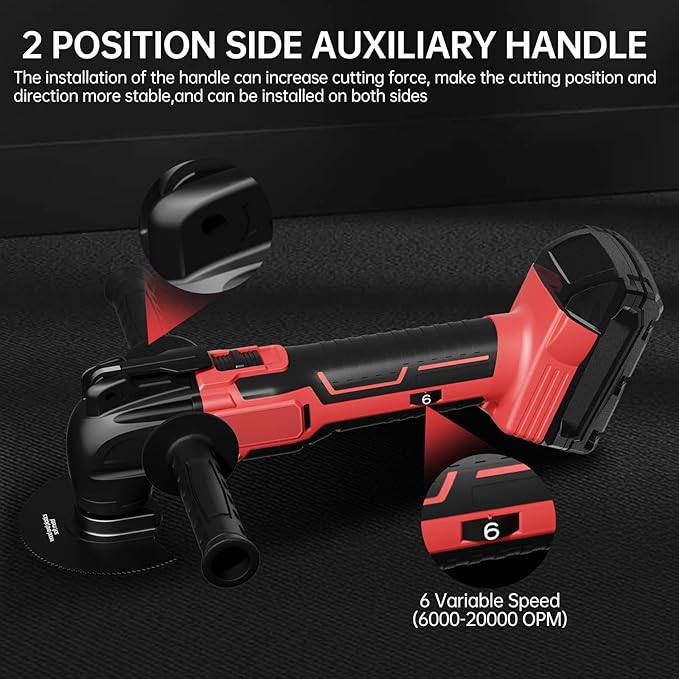 Cordless Oscillating Tool for Milwaukee 18V Battery, Oscillating Multi Tool Kit with Auxiliary Handle, 6 Variable Speed, Oscillating Saw for Scraping, Sanding, Cutting Wood (Battery Not Included)
