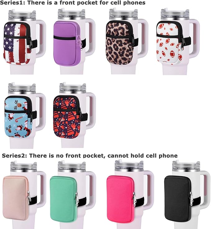 Water Cup Bottle Pouch Compatible for Stanley Tumbler Quencher Adventure 40oz & Stanley IceFlow 20/30 oz, Gym Running Water Bottle Fanny Pack Bag Accessories Handheld Caddy for Women Men