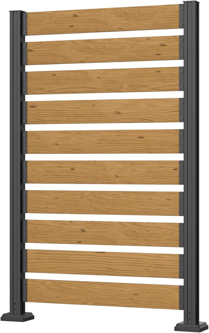 40” W x 60” H Wood Air Conditioner Fence for Soft Ground & Hard Ground, Single Garden Fence, Privacy Screen Panel with Aluminum Stakes, Trash Can Pool Equipment Enclosure, Natural