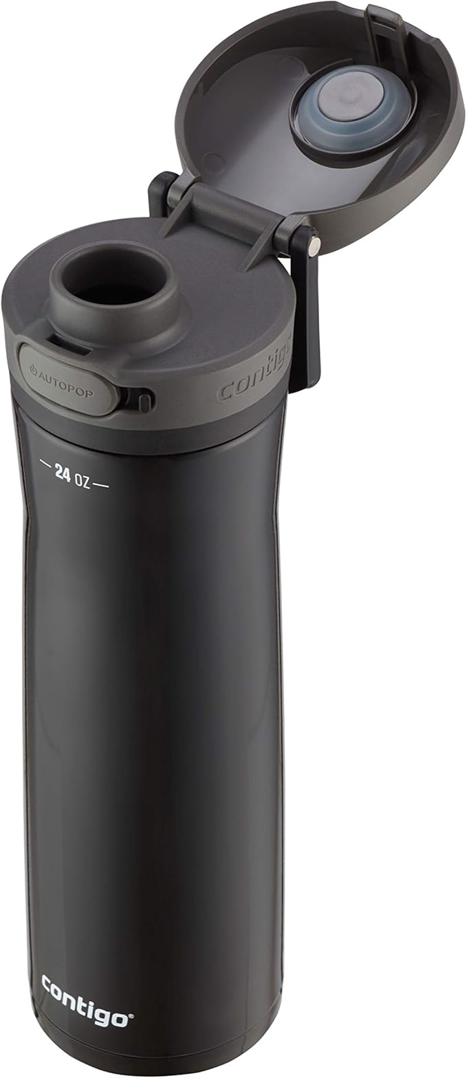 Contigo Jackson Chill 2.0 Stainless Steel Water Bottle with AUTOPOP Lid, 24oz, Licorice